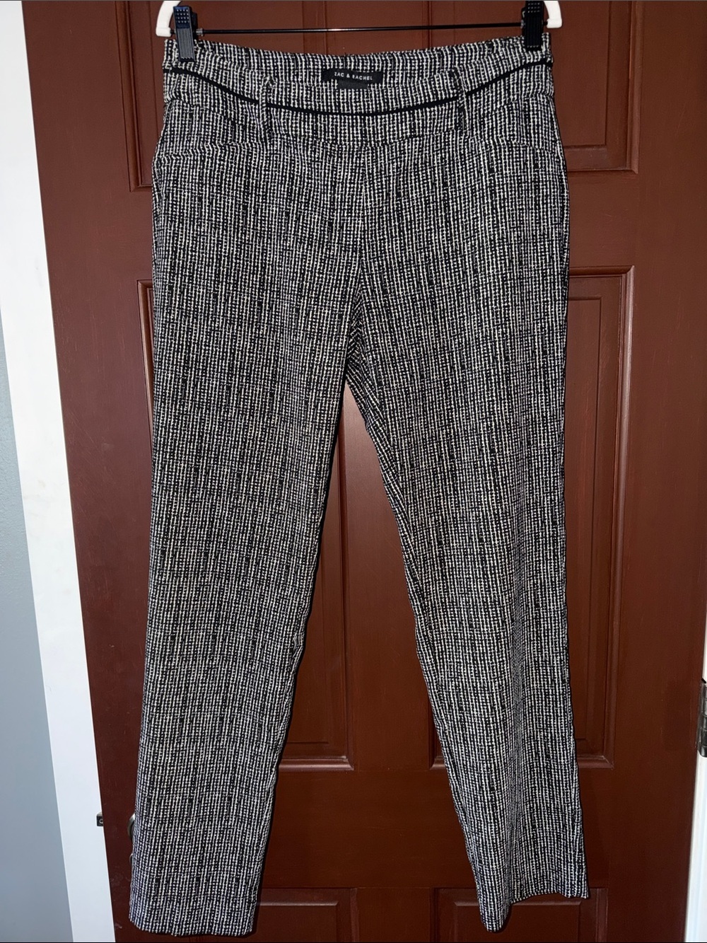 Zac & Rachel Black and White Textured Slim Trousers